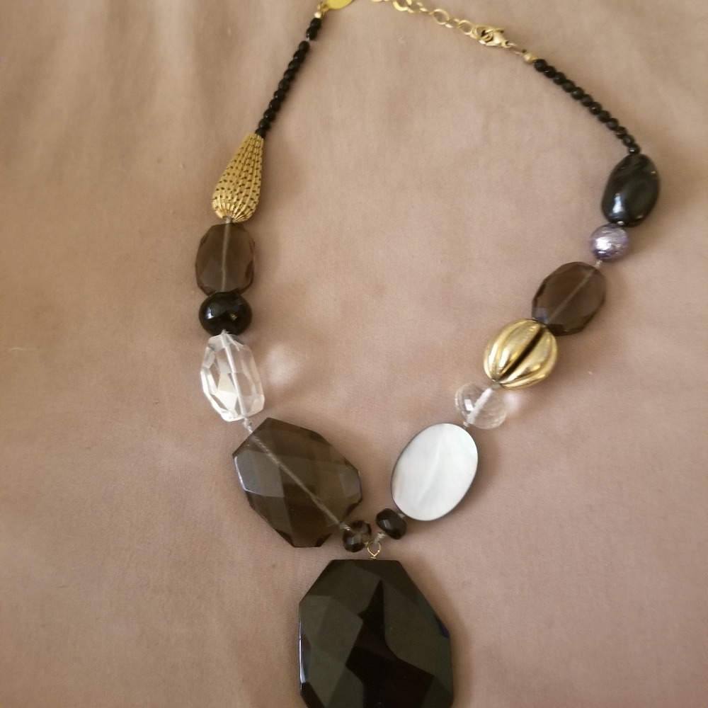 Chunky smokey topaz rock crystal necklace AV Max
